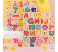 2 pezzi/1 pezzo Giocattolo educativo in legno per presa per bambini, puzzle di lettere e numeri, giocattolo per lo sviluppo della prima infanzia, conoscenza dell'alfabeto e dei numeri, un regalo educa