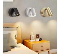 2 pezzi/1 pezzo Lampada da parete LED smart magnetica, ricaricabile USB, controllo touch in metallo, angolo regolabile, faretto LED, 3 modalità di illuminazione: bianco/caldo/neutro multicoloreABS