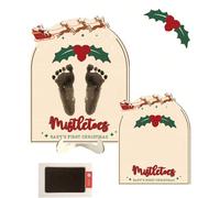 2 pezzi/1 set - 18cm Carta da conservare fatta a mano con impronta del piede del bambino per il suo primo Natale, vischio, souvenir per tappe importanti, decorazione vintage da appendere per annunciar