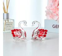 2 pezzi/1 set Statuette di cigno in cristallo, decorazione animale in vetro da collezione, coppia di cigni in cristallo scintillante per la decorazione della casa, del soggiorno e della camera da lett