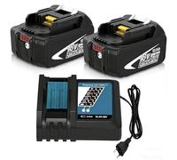 2 Pezzi 10.0 Ah Sostituzione per Makita Batteria 18V + Caricabatterie DC18RC compatibili BL1860B, BL1850B BL1840B caricabatterie DC18RF e DC18RD, utensili a batteria LXT, DHP485, DTD154 e DHS68