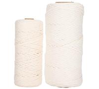 2 Pezzi 100M Corda Di Cotone Macrame, Filo Singolo Intrecciato Filato Di Cotone Artigianale Per Fai Da Te, Corda Morbida In Fibra Naturale Non Sbiancata Per Maglieria, Tessitura,
