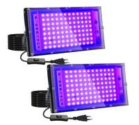 2 Pezzi 100W Faretto UV LED, Luce UV LED Con Spina, IP65 Impermeabile Luce Nera,