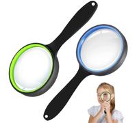 2 Pezzi 10x Alta Definizione Lente Ingrandimento Bambini, 75 mm Mano Glass, Antiscivolo e Infrangibile Lente D'ingrandimento Portatile per Libri, Mappe e Osservazione Degli Insetti