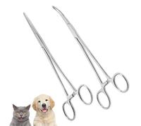 2 Pezzi 12.5cm Pinzette in Acciaio Inox,Forbici in Acciaio Inox,forbici toelettatura per animali domestici,una dritta e una curve, Pinze Multipurpose,per Pulizia Orecchie Animali Domestici