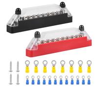 2 pezzi 12 V-48 V DC binario di distribuzione 150 A BusBar Box con 6 bulloni M8 e 2 bulloni M6, binari di raccolta 150 A, blocco di distribuzione per camion, autobus, barche