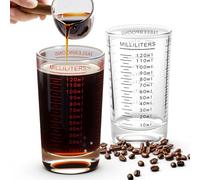 2 Pezzi 120Ml Misurino in Vetro con Scala Chiara Bicchiere Graduato Trasparenti Misurino in Vetro per Espresso Tazza Graduata Resistente Al Calore Adatti per Bar Feste e Cucine (Nero & Rosso)