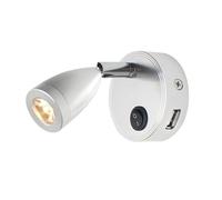 2 Pezzi 12V 24V Luce Di Lettura LED For Interni Camper 2W Con Porta USB 5V 2A Faretto A Interruttore For Barca Yacht Caravan Rimorchio Dormitorio 3 Colori(Silver 3000K)