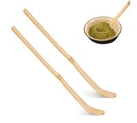2 Pezzi 18 cm Fatto a Mano in bambù Chashaku Matcha tè per la Cerimonia del tè Nettes Design Cucchiaio da tè verde con bordi lisci in bambù per tè Kung fu Cucchiaio da tè verde per cerimonia del tè