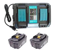 2 pezzi 18 V 5000 mAh Sostituire la batteria Makita BL1850B BL1840 BL1830 per Makita DTW1001Z DHP481RTJ DDF481Z DDF480RTJ DTW1002Z DDF481RTJ DGA511Z con Makita DC18RD Caricatore a doppia porta 4.0A