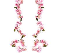 2 Pezzi 180cm Fiori di Ciliegio Artificiali in Seta Finti Piante Artificiale Fiore Appeso Vite Ghirlande di Falso di Ciliegio Fiori Finti Ghirlanda per Decorazioni Matrimonio Casa Giardino Nozze