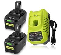 2 Pezzi 18V 5.5Ah/5500mAh Ricambio per Ryobi Batteria 18V Compatibile per Ryobi Batteria RB18L40 RB18L50 P102 P103 P104 P105 P106 P107 P108 + 9.6-18V Caricabatteria per BCL1418H con indicatore LED