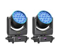 2 Pezzi 19 LED 285W Wash Teste Mobili, RGBW 4 in 1 Professionale Zoom Luce con Striscia di Luce per Palco Festa Matrimonio Bar KTV Concerto