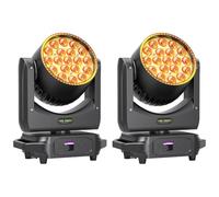 2 Pezzi 19 LED Zoom Teste Mobili, 285W RGBW 4 in 1 Moving Head Professionale Focus Wash DJ Luce con Striscia Luminosa per Matrimonio Palcoscenico Festa Concerto Natale Halloween