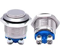 2 pezzi 19 mm 3/4 "interruttore a pulsante momentaneo in metallo rosso rotondo 1NO SPST 3A / 12-250 V for interruttore for auto industriale Componenti elettronici (Size : Silver)