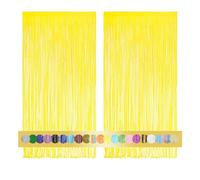 2 Pezzi 1x2.5m Giallo Macron Tende Metalliche Feste con Frange Scintillanti, Decorazione Lamina Glitter per Capodanno, Compleanno, Baby Shower, Festa di Nozze | Frange di Lamina per Decorazione