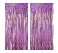 2 pezzi 1x2.5m Rosa tende metalliche feste con Frange Scintillanti, Decorazione Lamina Glitter per Capodanno, Compleanno, baby shower, Festa di Nozze | Frange di Lamina per Decorazione