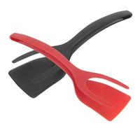 2 Pezzi 2 In 1 Pala Per Uova Spatola Per Pancake In Silicone Pinza Per Uova Antiaderente Per Uso Alimentare Fritto Pane Frittata Per Cucina Domestica (Nero Rosso)
