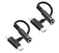 2 pezzi 2 in 1 USB C + Lightning a 3,5 mm Cuffie Adattatore Aux Jack Lightning / Type C a Jack Adattatore Dongle DAC Chip Compatibile con iPhone 16 15 14 13, Samsung S24 S23 S21, MacBook