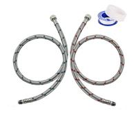 2 Pezzi 2 Tubo di Collegamento per Rubinetto G3/8 x M10 x 80cm, Tubo Corazzato Acciaio Inox con Nastro di Tenuta Tubo Flessibile di Rubinetto Acqua Fredda e Calda per Rubinetti Miscelatori