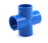 2 pezzi 20 25 32 mm connettori for tubi in PVC blu tubo di irrigazione acqua gomito connettore a T tappo terminale valvola a sfera acquario acquario raccordi(Cross 25mm)