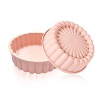 2 Pezzi 20 cm Stampo per Torte Silicone, 8 Pollici Grande Stampo Rotondo in Silicone Antiaderenti Tortiera, per Torte a Strati e Cheesecake (Beige)