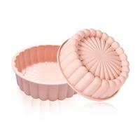 2 Pezzi 20 cm Stampo per Torte Silicone, 8 Pollici Grande Stampo Rotondo in Silicone Antiaderenti Tortiera, per Torte a Strati e Cheesecake (Beige)