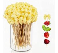 2 pezzi/20 pezzi/50 pezzi/100 pezzi/Spiedini di bambù a forma di fiocco giallo. Questi eleganti spiedini di bambù sono perfetti per impiattare antipasti e bevande, ideali per feste di compleanno, addi