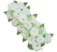 2 pezzi 20 x 50 cm parete di rose artificiali in seta, fiori da parete per piante artificiali da parete, decorazione floreale fai da te per la casa, matrimoni, feste, bianco latte