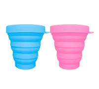 2 Pezzi 200ml Bicchiere Pieghevole, Bicchiere Portatile Pieghevole da Viaggio, Tazza Pieghevole Retrattile Portabile, Tazze d'Acqua Pieghevoli in Silicone, Per Picnic, Campeggio, Escursionismo