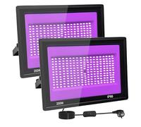 2 Pezzi 200W Faretto UV LED, IP66 Impermeabile Luce Nera UV, 395-400nm LED Luce Nera, Lampada uv Con Interruttore per Halloween, Pittura Del Corpo, Poster Fluorescente, Bar, Acquario, Festa Al Neon