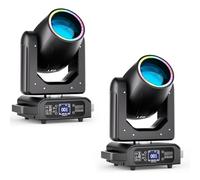 2 pezzi 200W Mini Teste Mobili LED 7+1 Colori 12 Gobos Luce da Palcoscenico con Striscia luminosa 18 Prisma Stroboscopico Focus Elettronico Luce di Scena per Natale Club DJ Discoteca Festa