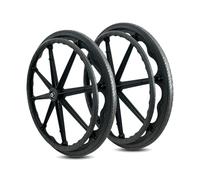 2 Pezzi 24 Pollici Sedia a Rotelle Ruota Posteriore di Ricambio, Pneumatico Gomma Solida, Mozzo Ruota in Plastica ABS con 12mm Cuscinetto