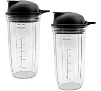 2 Pezzi 24oz Tazza di Ricambio Compatibile con nutribullet Full Size Blender Combo NBF500MB NBF450DG, 1200W/ 1000W, con 2 Coperchio Pieghevole, Parti di Ricambio Accessorio per Frullatore