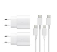 2 Pezzi 25W Caricatore USB C Rapido Caricabatterie per Samsung Galaxy S24, S23, S22 Ultra, S21, S20, A54, A53, A14, Fold5/4, Flip 5/4, Note10 Rapida USB C Carica Alimentatore Presa con Cavo - Bianco