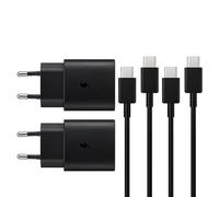 2 Pezzi 25W Caricatore USB C Rapido Caricabatterie per Samsung Galaxy S24, S23, S22 Ultra, S21, S20, A54, A53, A14, Fold5/4, Flip 5/4, Note10 Rapida USB C Carica Alimentatore Presa con Cavo - Nero