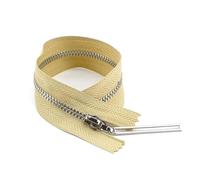 2 pezzi 3# da 15 cm a 70 cm con cerniera in metallo per cucire giacche di jeans,Argento cachi,Aperto-50cm