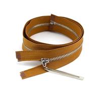 2 pezzi 3# da 15 cm a 70 cm con cerniera in metallo per cucire giacche di jeans,Marrone Argento,Aperto-40cm