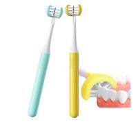 2 pezzi 3 lati autismo spazzolino da denti a tre setole per esigenze speciali adulti setole morbide e delicate per la cura completa dei denti e delle gengive (2 pezzi)