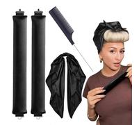 2 pezzi/3 pezzi bigodini senza calore riccioli satinati senza calore aste per capelli durante la notte con asciugamano quadrato e pettine a coda appuntito, riccioli elastici durante la notte per