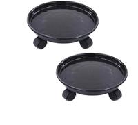 2 pezzi 30 cm supporto for piante rotondo pallet vaso con ruote di bloccaggio vassoio mobile carrello fioriera rotelle sottovaso for patio giardino interno per vasi(Black)