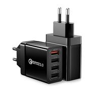 2-Pezzi 33W Caricatore Rapido USB, 4-Porte Caricatore Multiplo con QC3.0, Presa Spina Alimentatore USB Caricabatterie Veloce per iPhone 15 14 13 12 11 Pro Max XR Xs Max 8, Samsung S23 S22 S21 S10