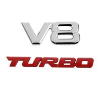 2 pezzi 3D argento auto motore V8 auto posteriore emblema adesivo distintivo con TURBO auto 3D emblema