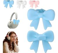 2 pezzi 3D Bows Decor for Headphones, Silicone Bow Headphone Accessory, Cute Earphone Decorations,Silicone Bows Coquettish HeadphoneClip Decor for Headphone for Various Headphones - Un divertente