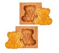 2 pezzi 3D Carved Wooden Cookie Molds, Easy Release Animal Biscuit Mould Press for Baking, DIY Chocolate Cake Decorating Tool for Christmas Easter Halloween Ringraziamento Home Bakery