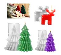 2 Pezzi 3D Forma di Albero di Natale Stampo + 1 Pezzi Stampo in Silicone Natale Renna, Stampi per Candele di Natale, Stampi in Silicone per Candele, per Realizzare Candele Saponi Aromaterapia (B)