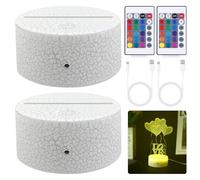 2 pezzi 3D LED luce notturna con attacco a LED con telecomando e cavo USB, lampada a illusione 3D, 7 colori, dimmerabile, lampada decorativa per cameretta dei bambini, camera da letto, soggiorno