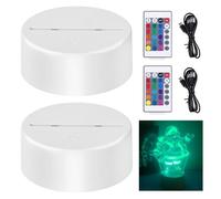 2 pezzi 3D LED notte con attacco LED, telecomando e USB, lampada illusione 3D, 7 colori, dimmabile, decorativa per camerette, camere da letto, soggiorni, bar