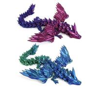 2 Pezzi 3D Misterioso Drago Giocattolo Drago Di Cristallo Completamente Mobile Con Le Ali Stampato Drago Realistico Mobile Figurine Decorazione Giocattolo Da Scrivania Per Adulti e Bambini
