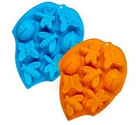 2 pezzi 3D Stampi per Dolci in Silicone, CNYMANY 8-Cavity Insetto Muffin Cucina Pasticcino Teglia per Fat Bomb Cioccolato Caramella Cupcake Sapone Candela - Blu, Arancione